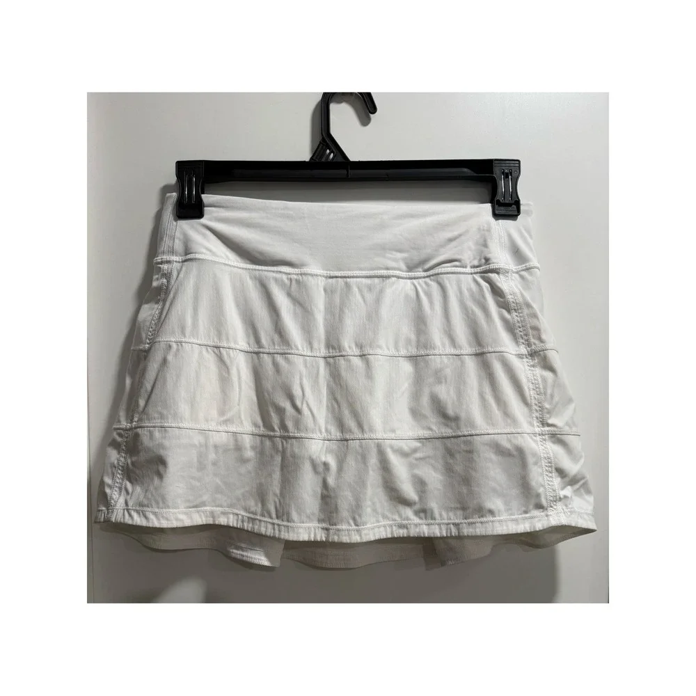 Lululemon Pace Rival Skirt Tall White Tennis Running Skort Size 6 Tall